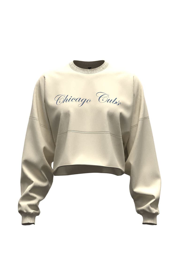 Women's Fanatics  Light Beige Chicago Cubs Spirit Floral Script Cropped Long-Sleeve T-Shirt, Alternate, color, Light Beige