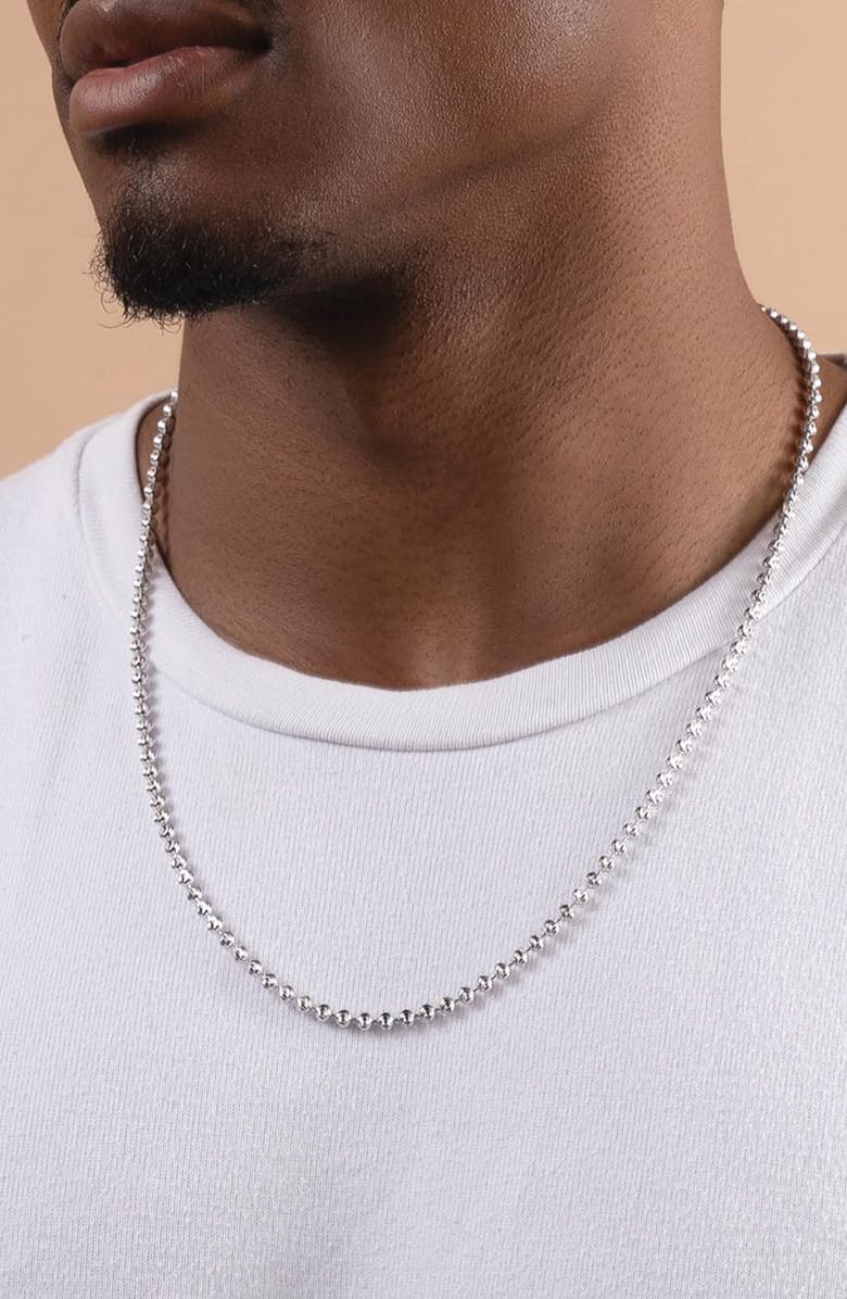 BEST SILVER Sterling Silver Moon Ball Chain Necklace, Alternate, color, Silver