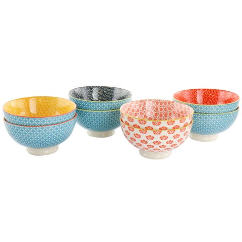8 Piece 6 Inch Stoneware Cereal Bowl Set