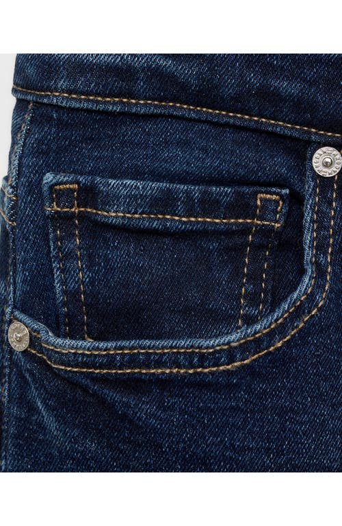 Mango Mid Rise Crop Flare Jeans In Dark Blue