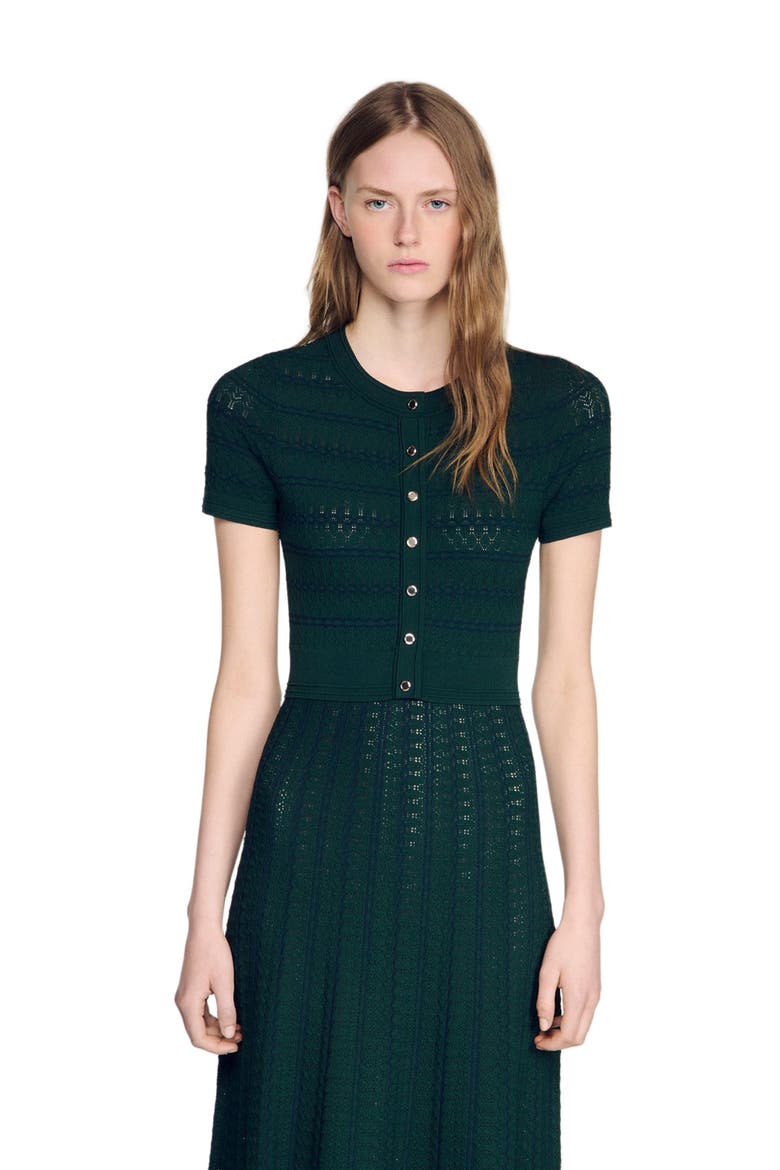 Pointelle knit maxi dress, Alternate, color, Green