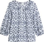 Caslon® Embroidered Eyelet Lace Top