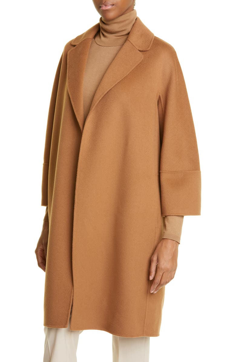 Max Mara Arona Belted Double Face Virgin Wool Wrap Coat, Alternate, color,