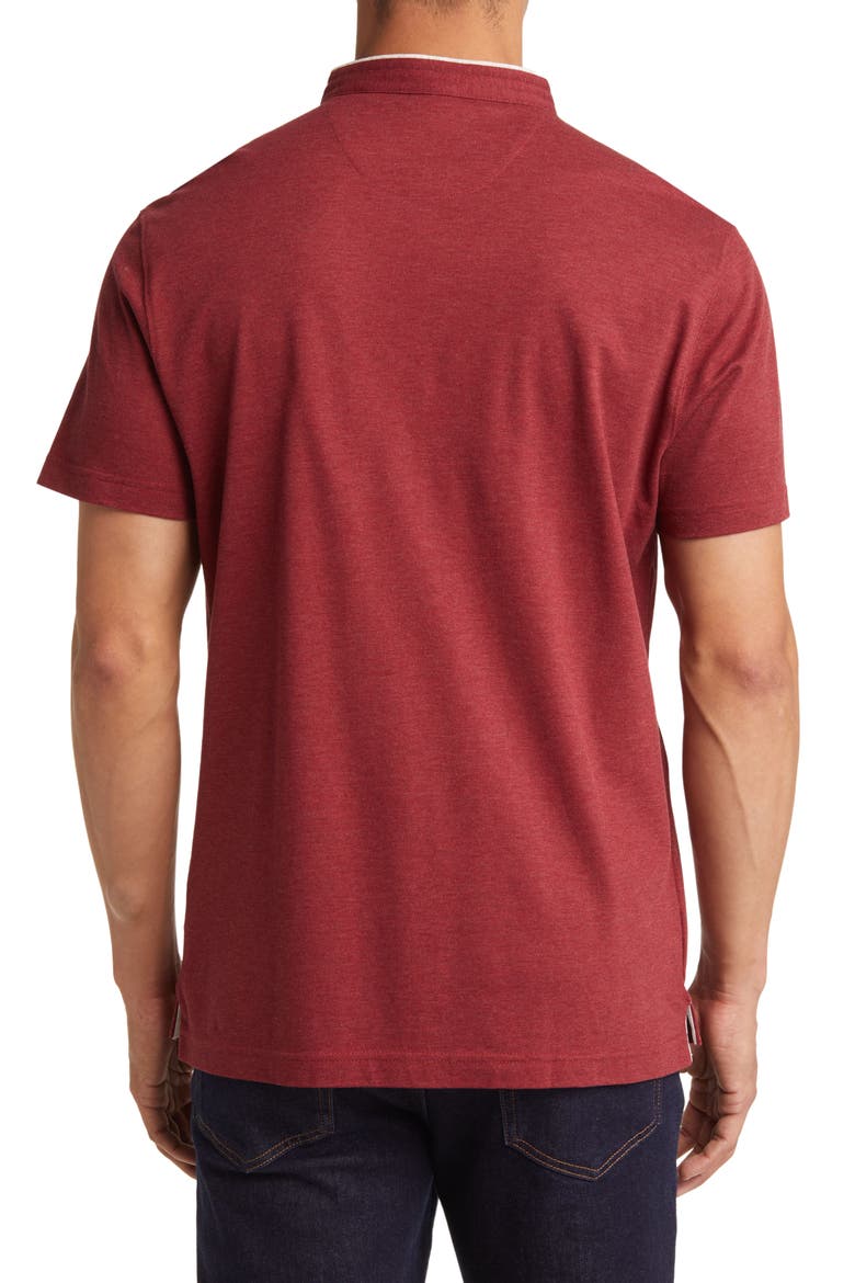 Trim Fit Band Collar Short Sleeve Polo, Alternate, color, BORDEAUX