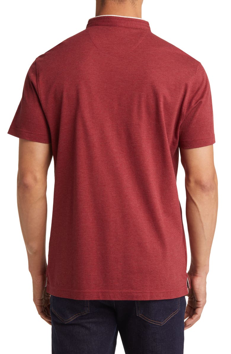 Lorenzo Uomo Trim Fit Band Collar Short Sleeve Polo, Alternate, color, Bordeaux