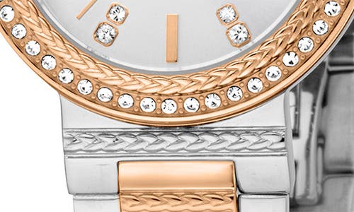 Roberto Cavalli Textured Crystal Two-tone Quartz Bracelet Watch, 30mm In Two Tone Silver & Rose Gold