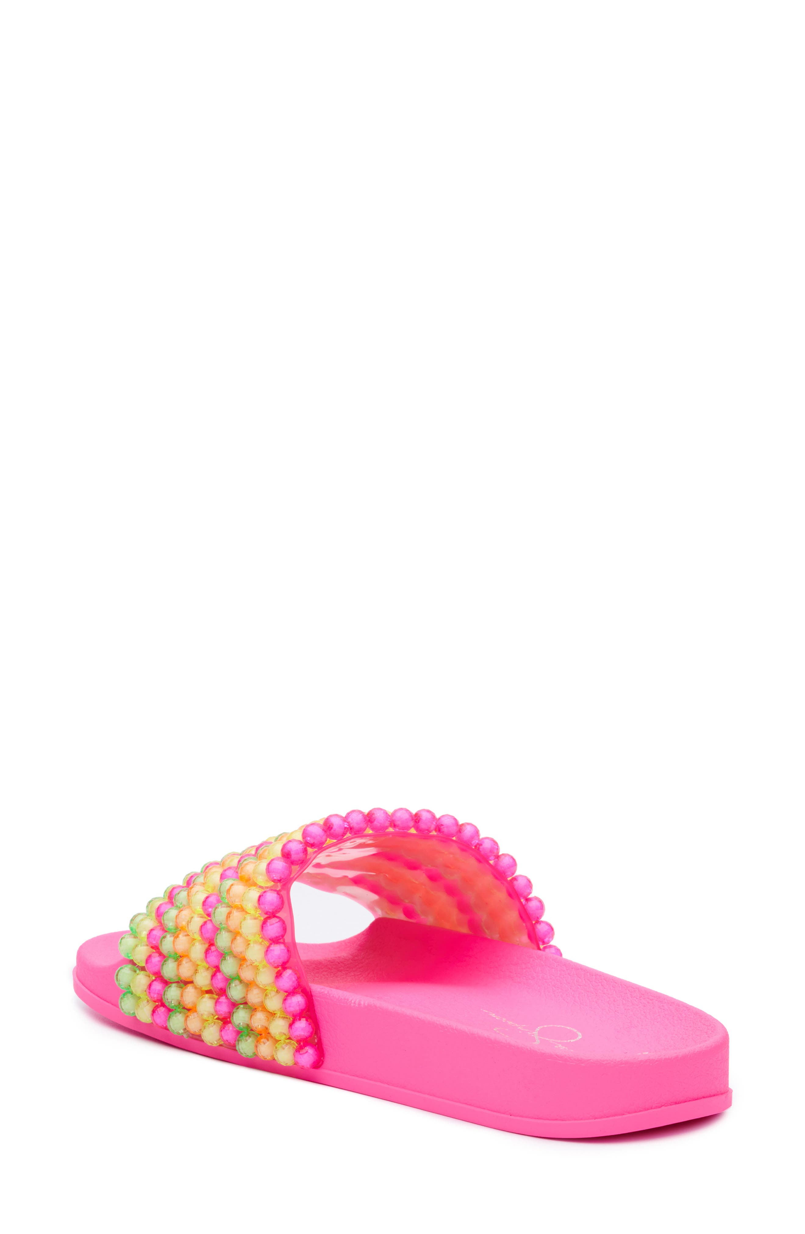Saycie Beaded Slide Sandal, Alternate, color, NEON PINK/ MULTI