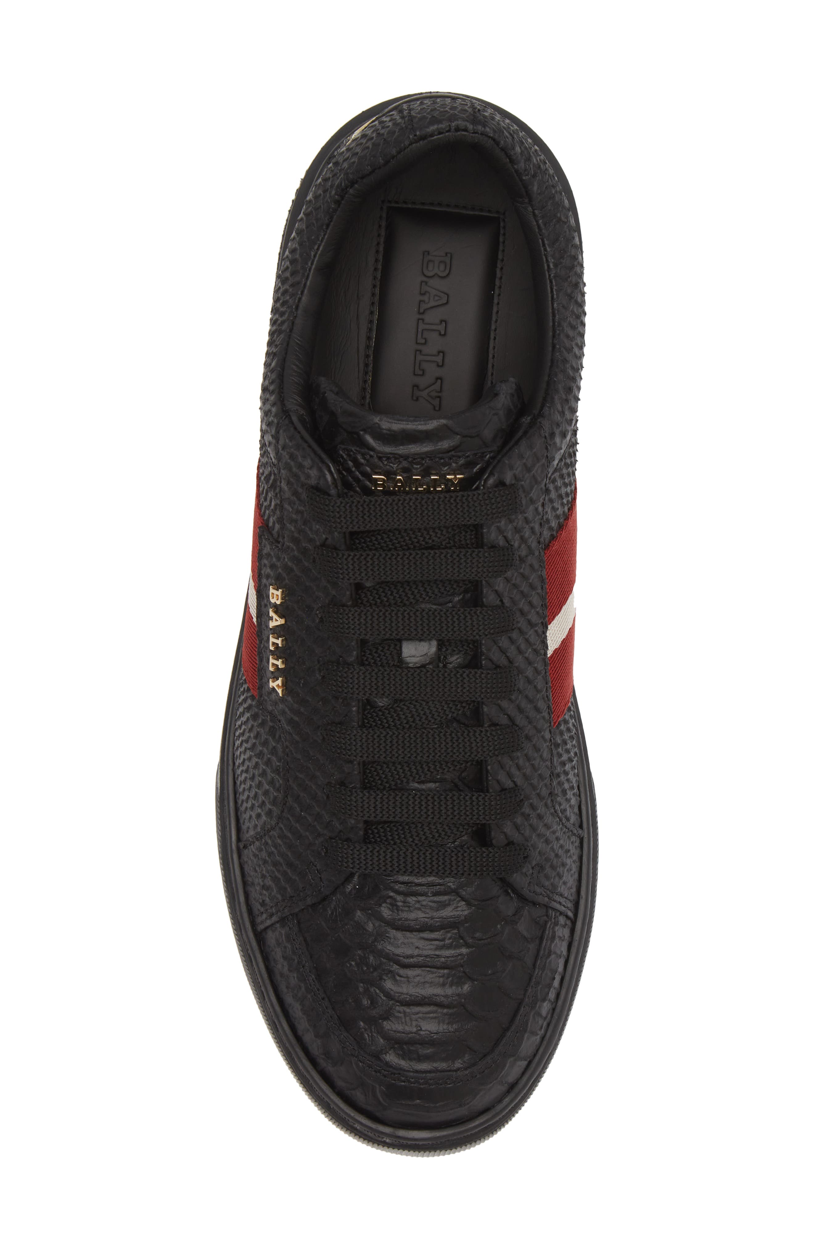 Bally Marell Snakeskin Embossed Leather Sneaker, Alternate, color, Black