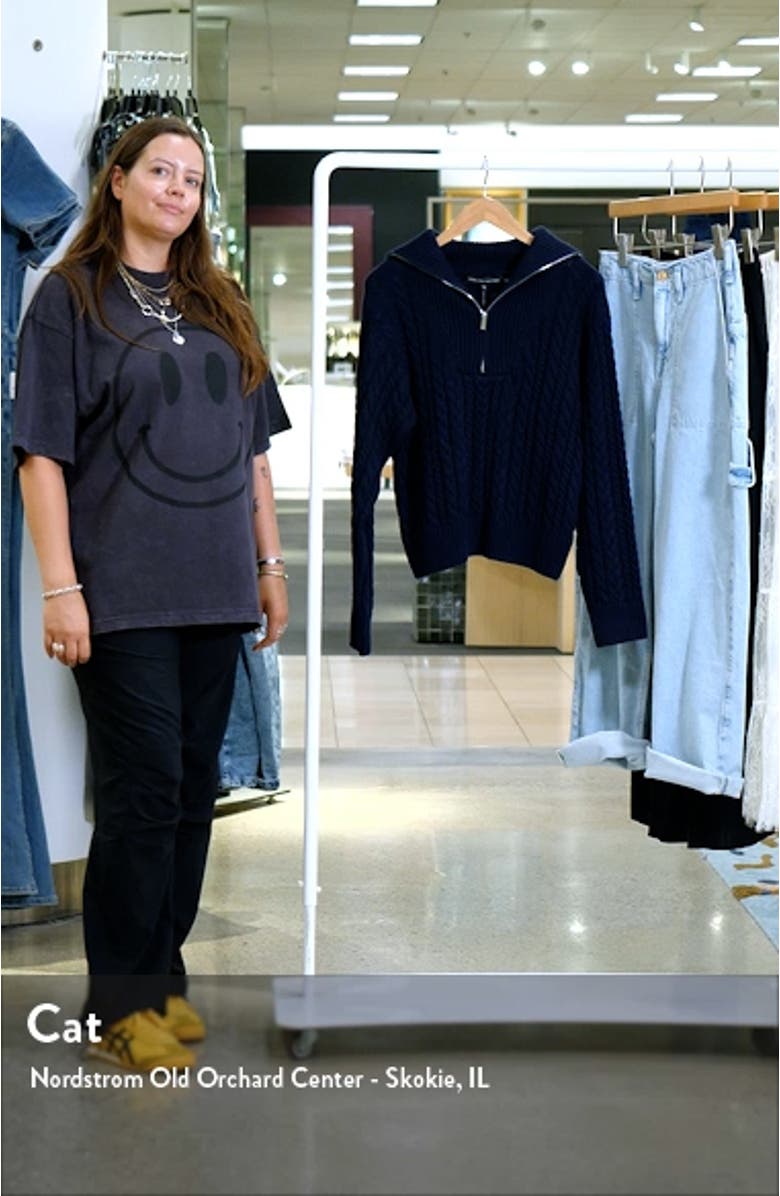 Quarter Zip Cable Knit Cotton Sweater, sales video thumbnail