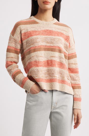 Faherty Miramar Stripe Linen & Cotton Crewneck Sweater