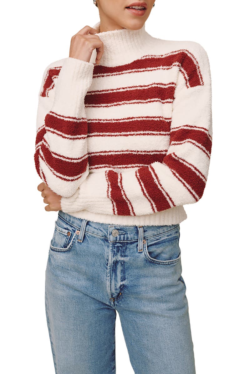 Bella Dahl Stripe Turtleneck Sweater, Main, color, Peppermint Bark