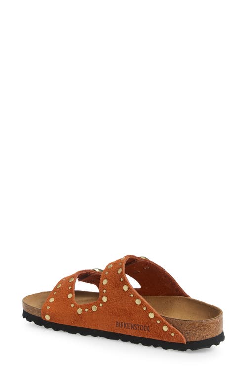 Birkenstock Studded Suede Sandals Buckles In Dark Rust
