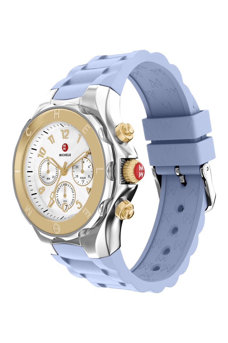 Jellybean Chronograph Silicone Strap Watch, 40mm, Alternate, color, GOLD