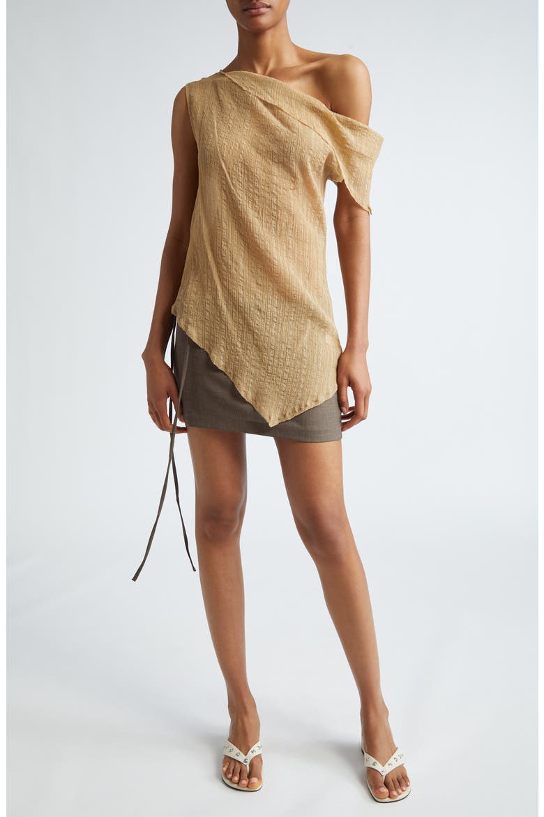 Susan Asymmetric One-Shoulder Sheer Top (Nordstrom Exclusive), Alternate, color, ECRU