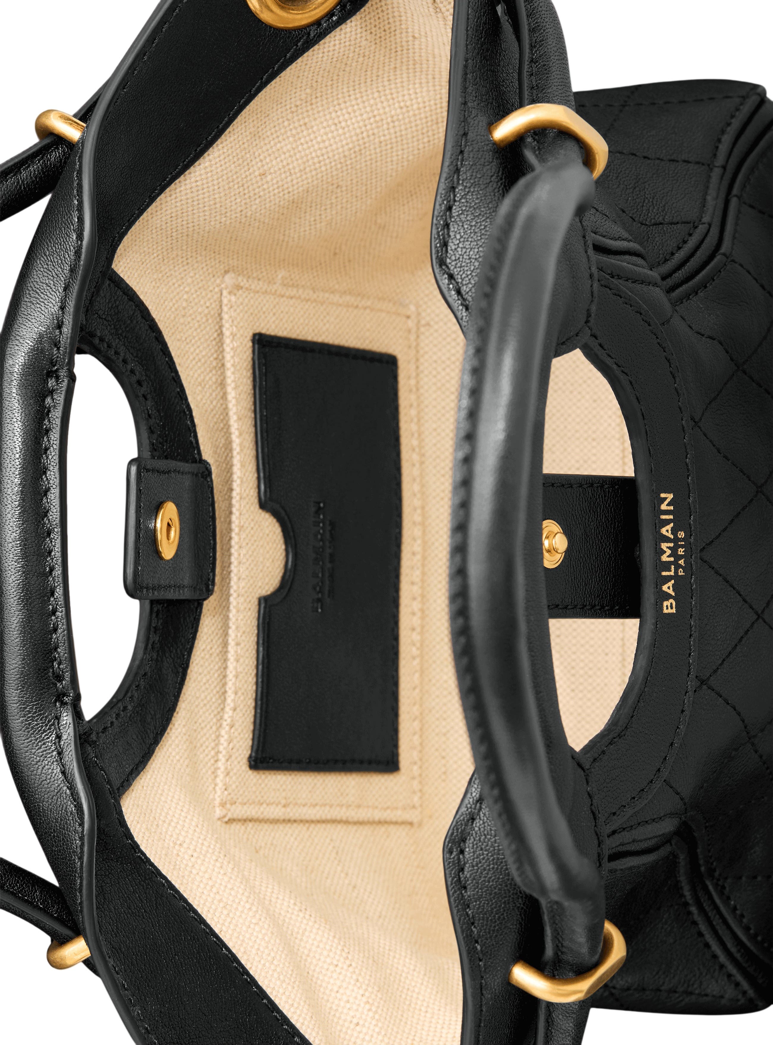 Small Tote in smooth topstitched leather, Alternate, color, black