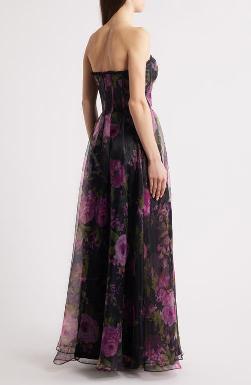 LULUS LULUS HADLEY FLORAL PRINT STRAPLESS GOWN