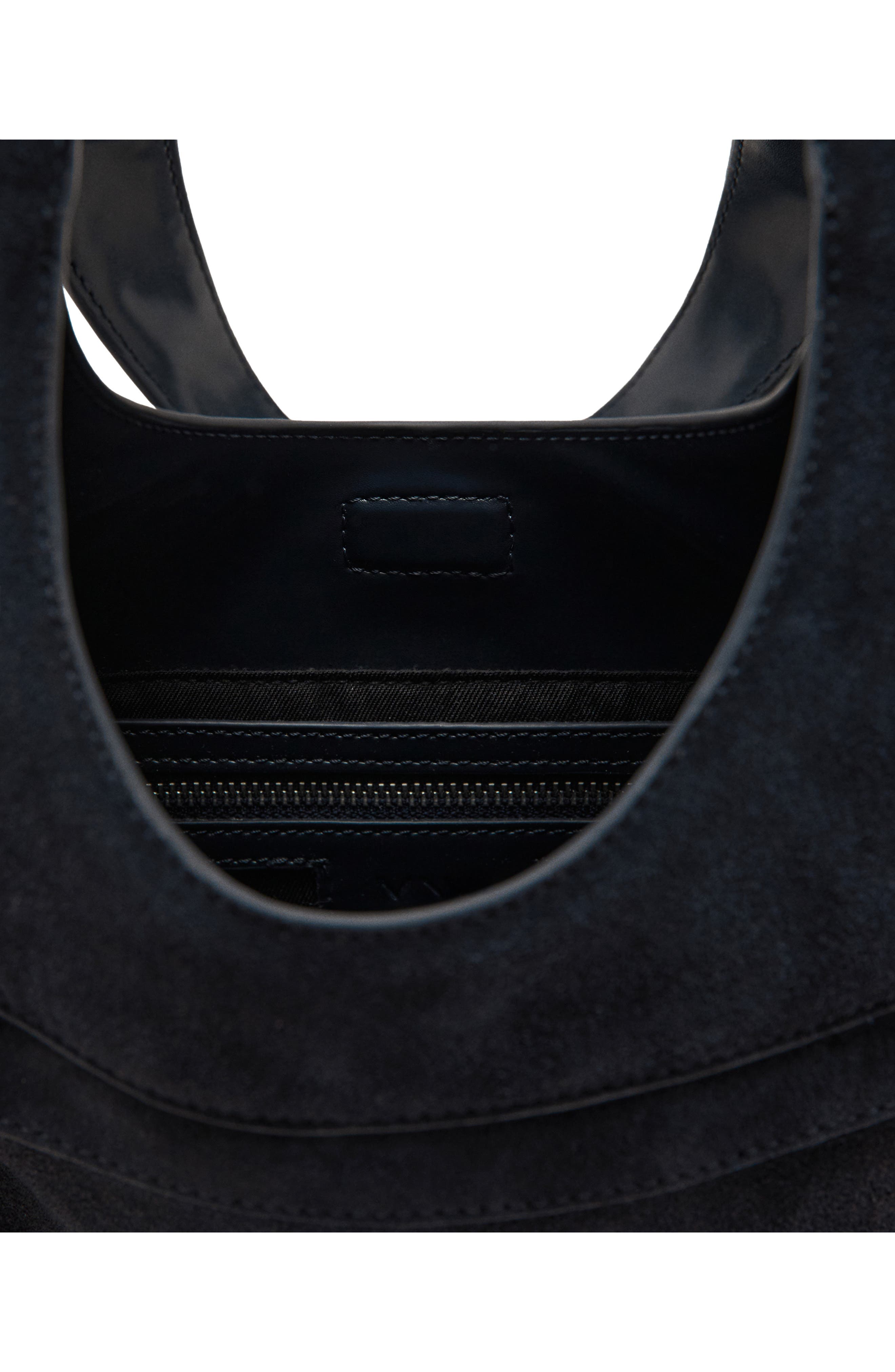 MANGO Studded Suede Shoulder Bag, Alternate, color, Navy