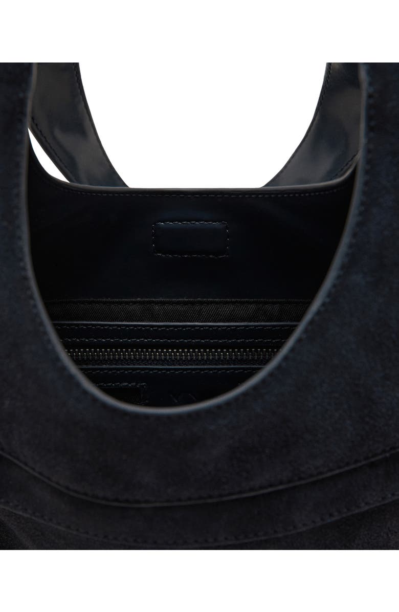 MANGO Studded Suede Shoulder Bag, Alternate, color, Navy