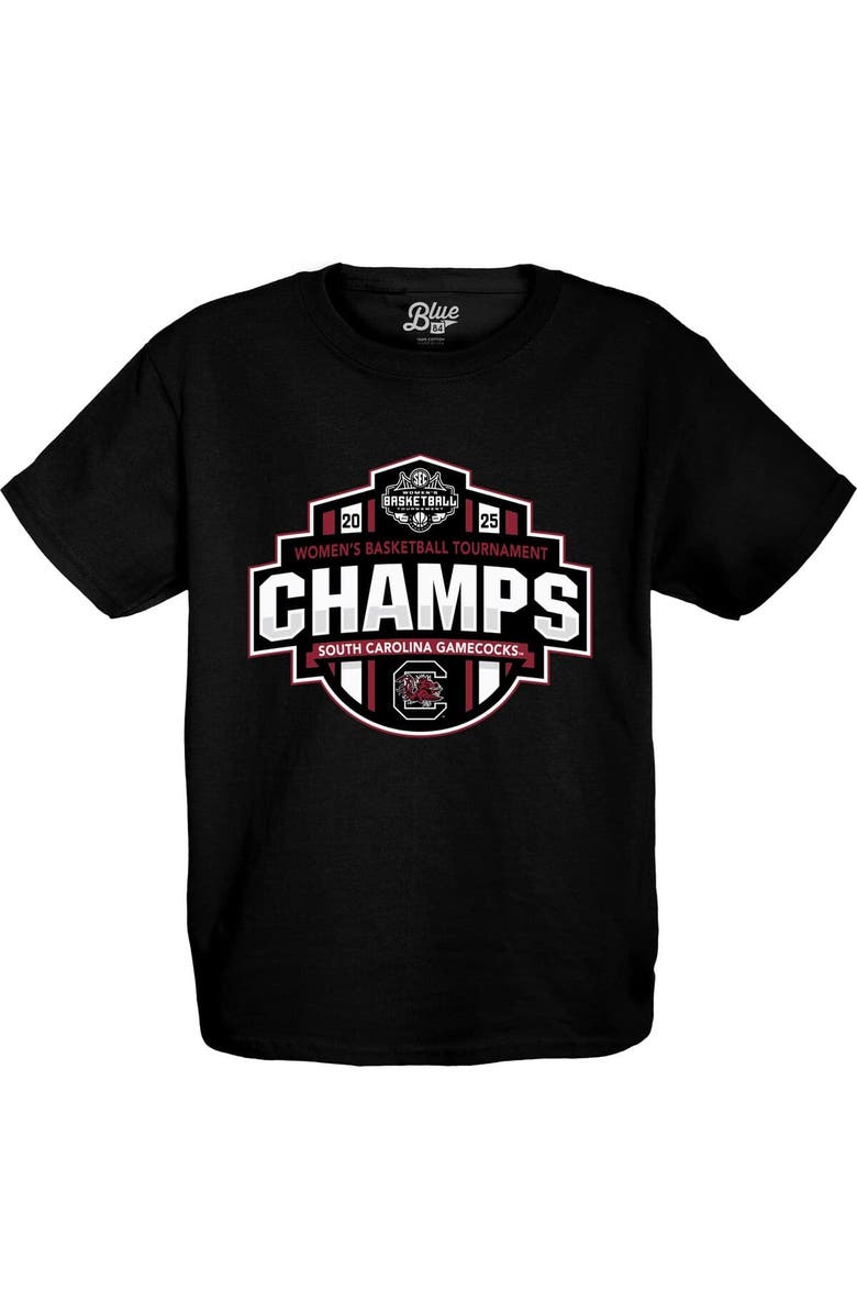 BLUE 84 Youth Blue 84 Black South Carolina Gamecocks 2025 SEC Women's Basketball Conference Tournament Champions Locker Room T-Shirt, Main, color, 