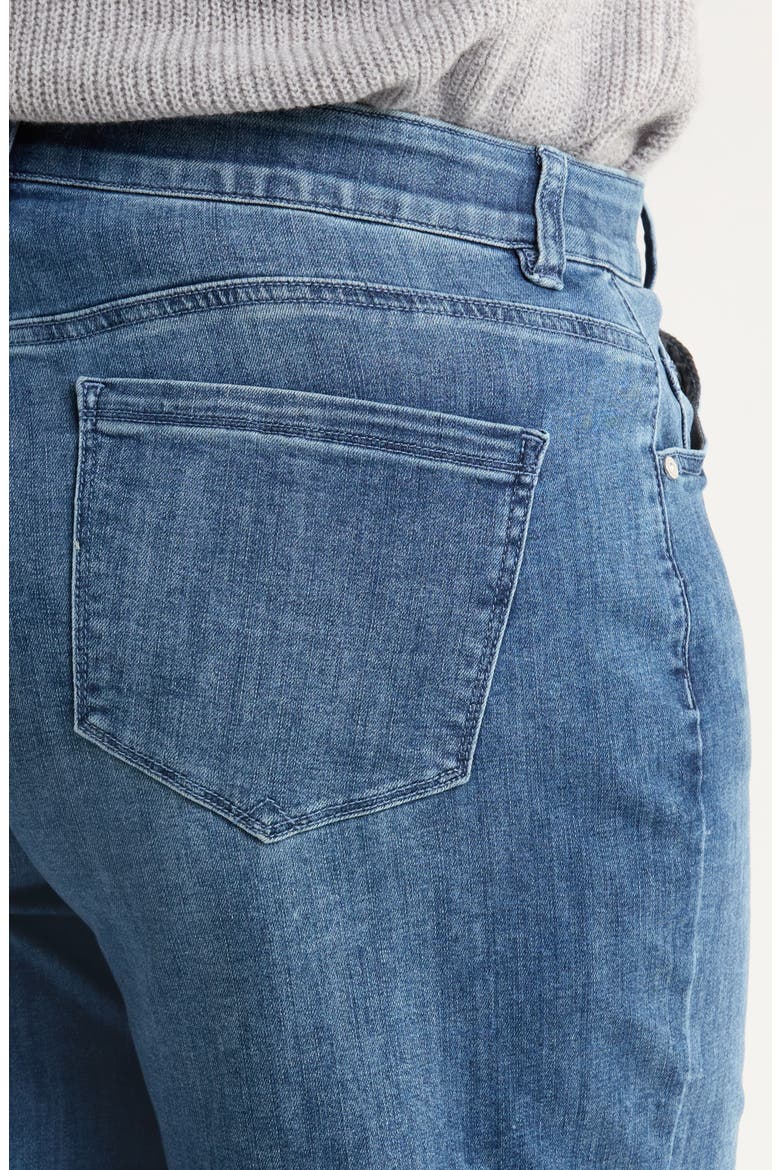 Sam High Waist Faux Pearl Detail Wide Leg Jeans, Alternate, color, BLUE