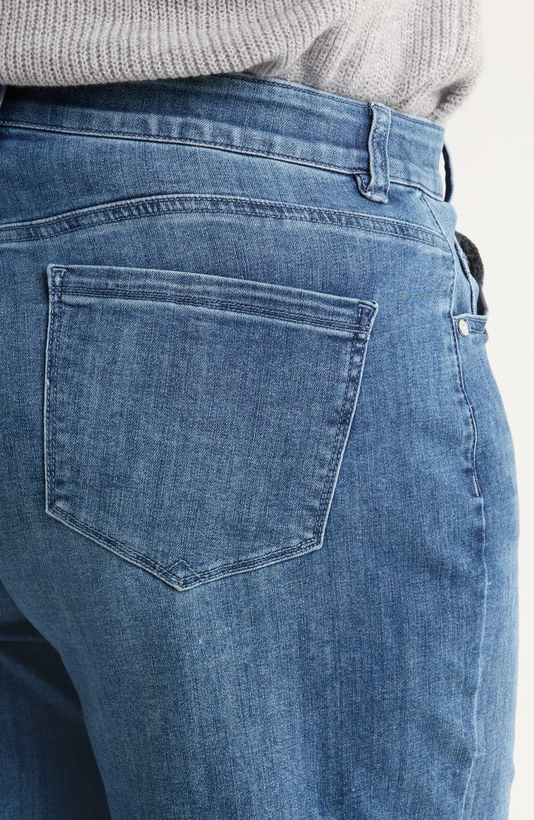 Wit & Wisdom Sam High Waist Faux Pearl Detail Wide Leg Jeans, Alternate, color, Blue