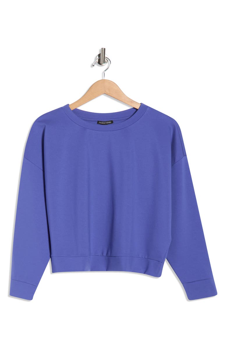 Eileen Fisher Round Neck Boxy Top, Alternate, color, Blue Star