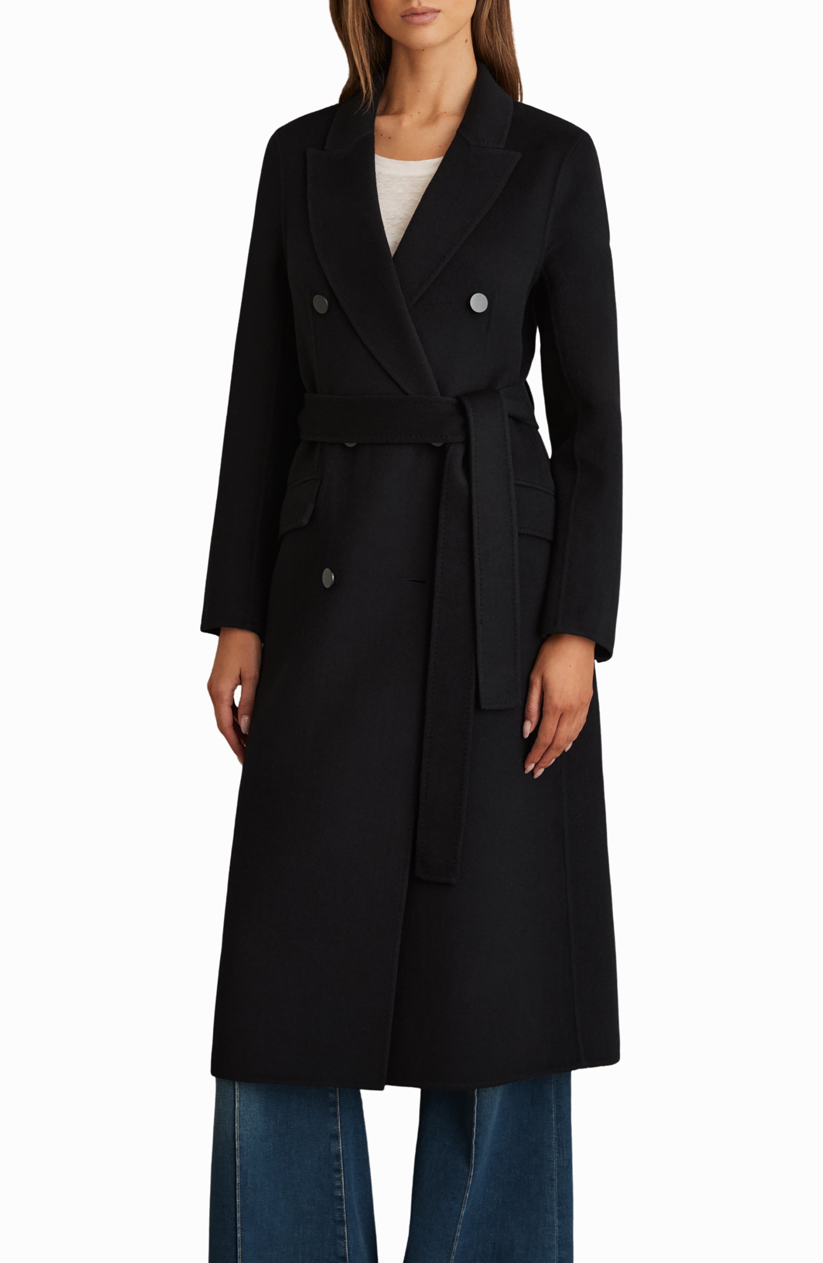Reiss Maeve Belted Double Breasted Wool Blend Coat
