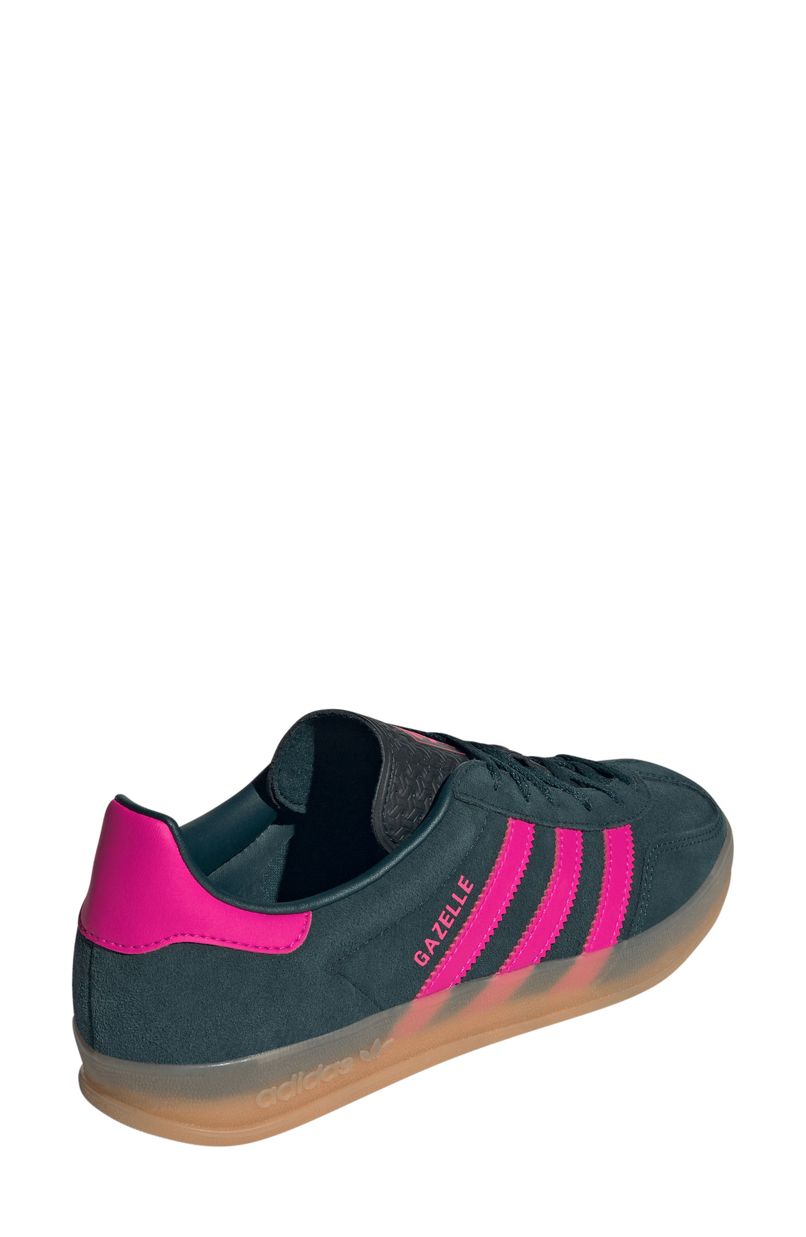 adidas Gazelle Indoor Sneaker, Alternate, color, Aurora Ivy/ Shock Pink/ Gum