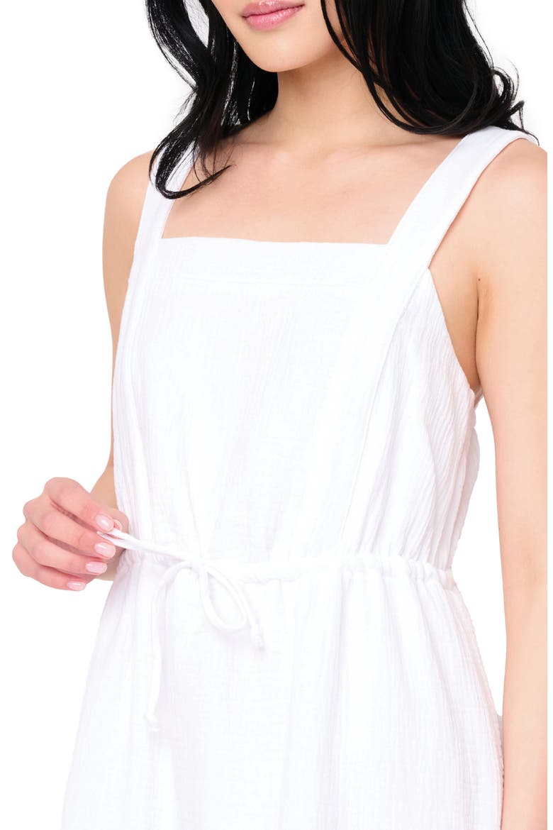 Gauze Tiered Midi Dress, Alternate, color, WHITE