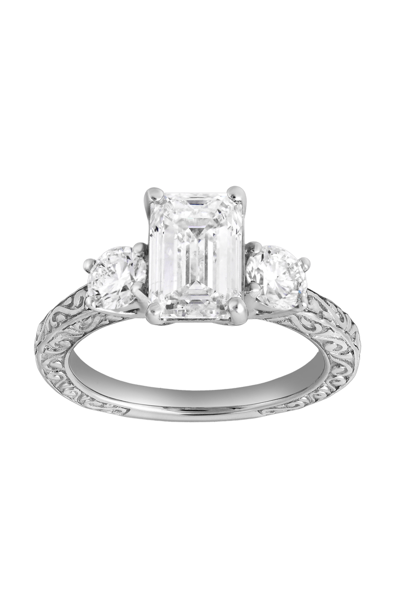 LuvMyJewelry Novelle 14K Gold 2.65 Ct Emerald Cut Lab Grown Diamond Engagement Ring, Main, color, 14K White Gold