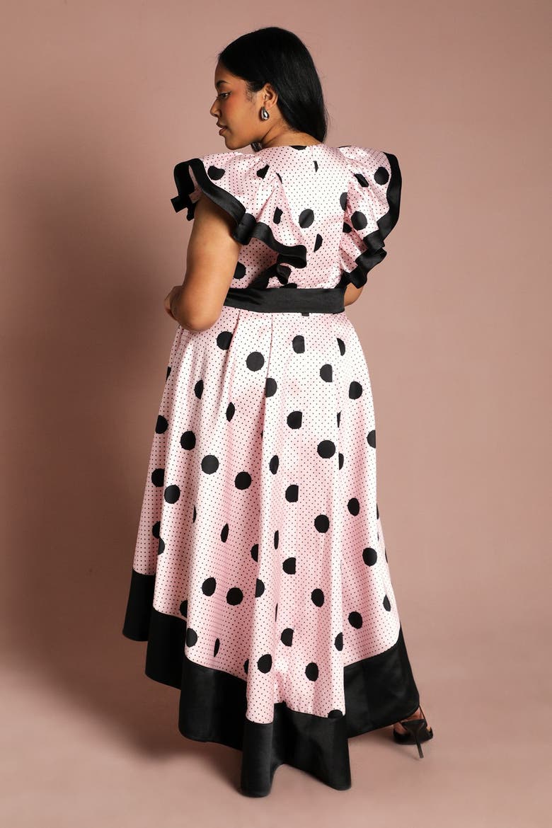Plus Polka Dot Fit And Flare Midi Dress, Alternate, color, Pink
