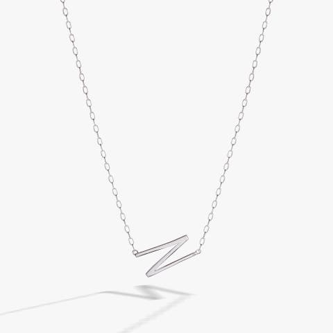 Silver Elongated Initial Pendant Necklace