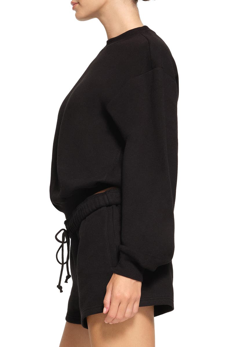 SKIMS Cotton Blend Fleece Classic Crew Sweatshirt, Alternate, color, Onyx