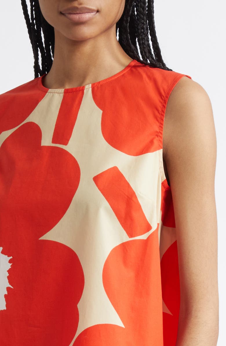 Marimekko Palatsi Unikko Organic Cotton Poplin Shift Minidress, Alternate, color, Orange