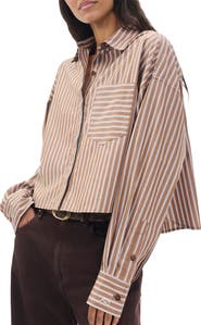 rag & bone Marin Stripe Cotton Crop Button-Up Shirt
