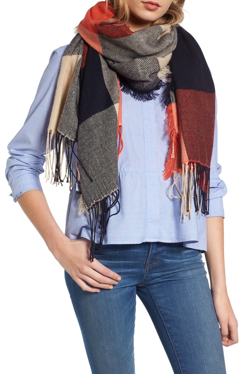 Madewell Checkmate Fringe Scarf, Main, color, 