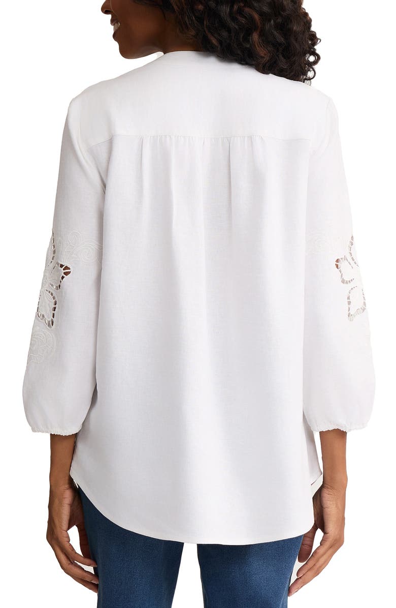 Jones New York Embroidered Pleat Front Tunic, Alternate, color, Natural White