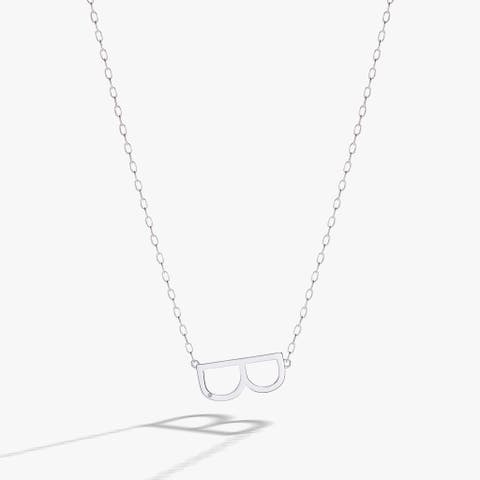 Silver Elongated Initial Pendant Necklace