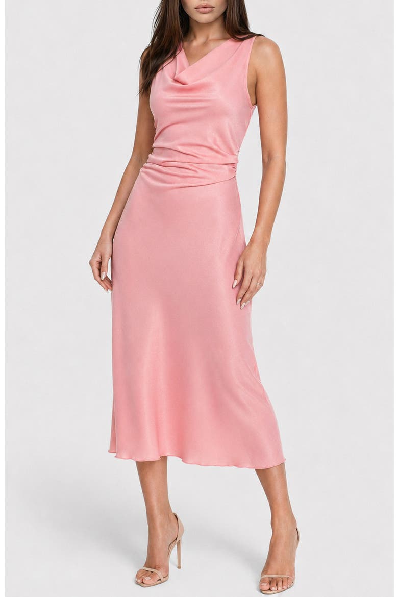 Crepe Satin Cowl Neck Midi Dress, Main, color, MAUVE