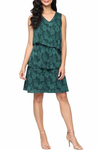 SL FASHIONS Sleeveless Burnout Chiffon Tiered Dress