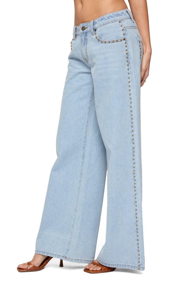 Stassie Stud Low Rise Wide Leg Jeans, Alternate, color, LIGHT-BLUE
