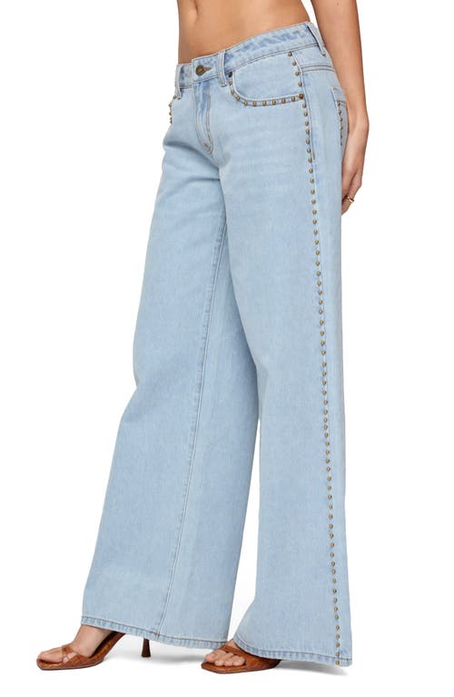 Shop Edikted Stassie Stud Low Rise Wide Leg Jeans