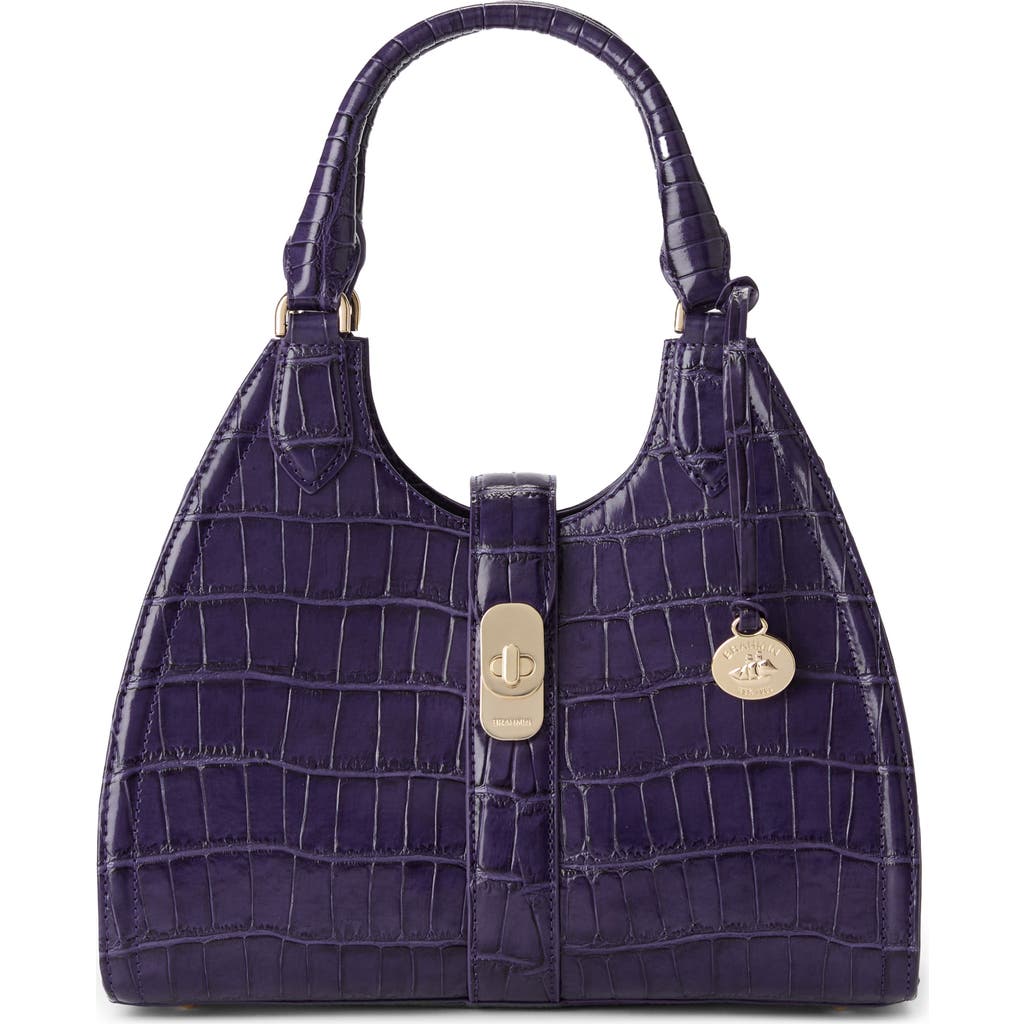 Brahmin Adrian Croc Embossed Leather Shoulder Bag in Voltage Violet