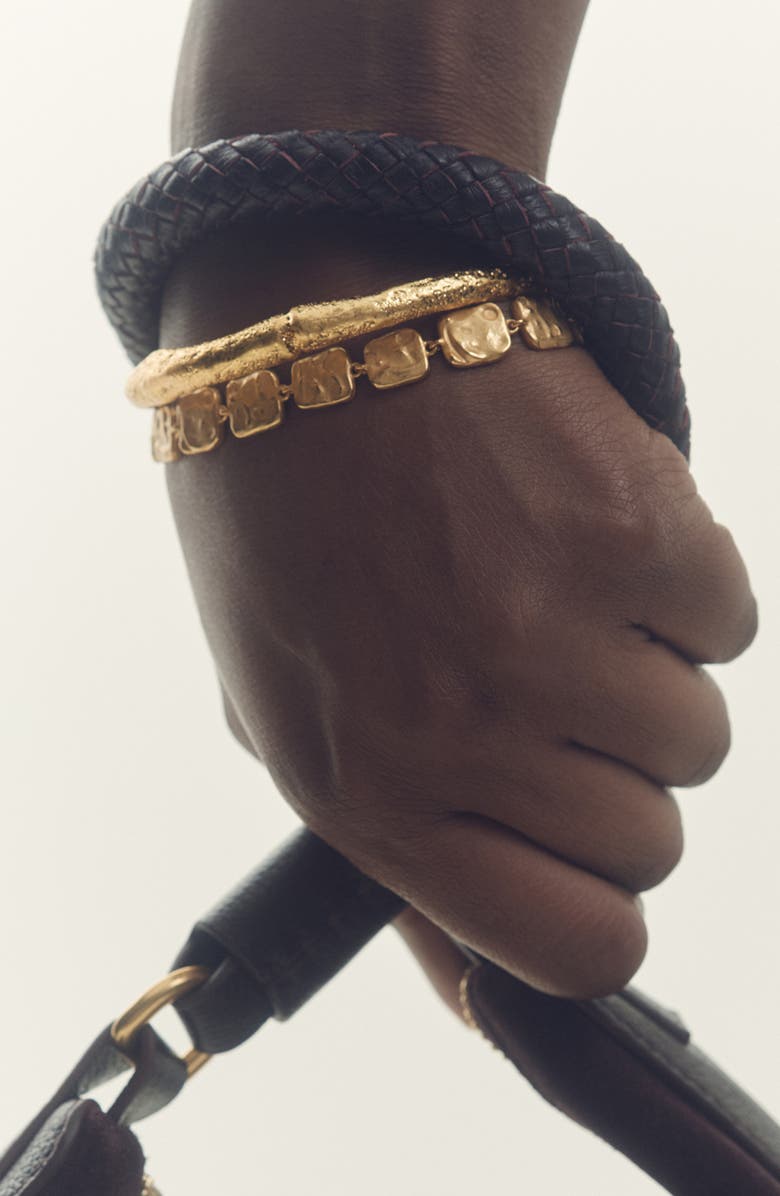 Reiss Millie Molten Square Bracelet, Alternate, color, Gold Tone