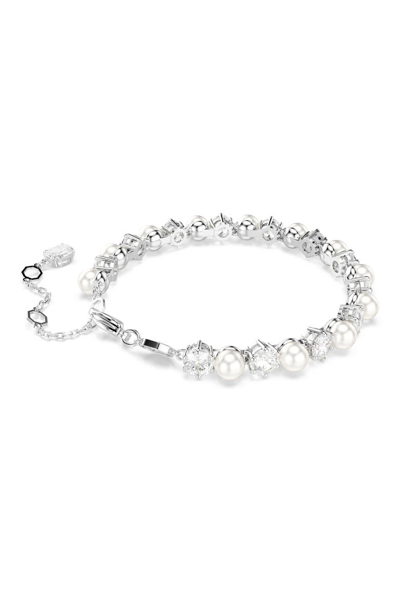 Matrix Crystal & Faux Pearl Tennis Bracelet, Alternate, color, WHITE/ SILVER