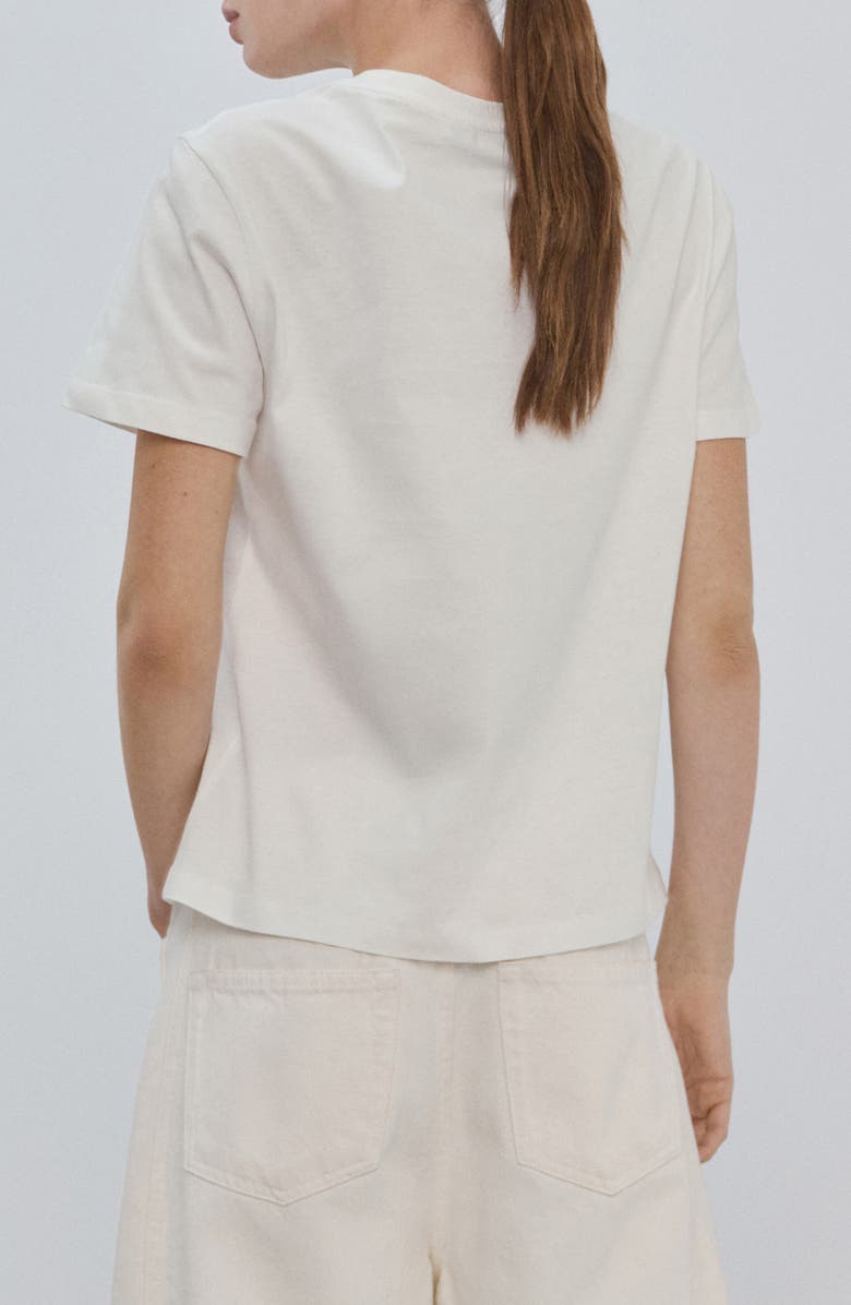 MANGO Floral Embellished Cotton T-Shirt, Alternate, color, Off White