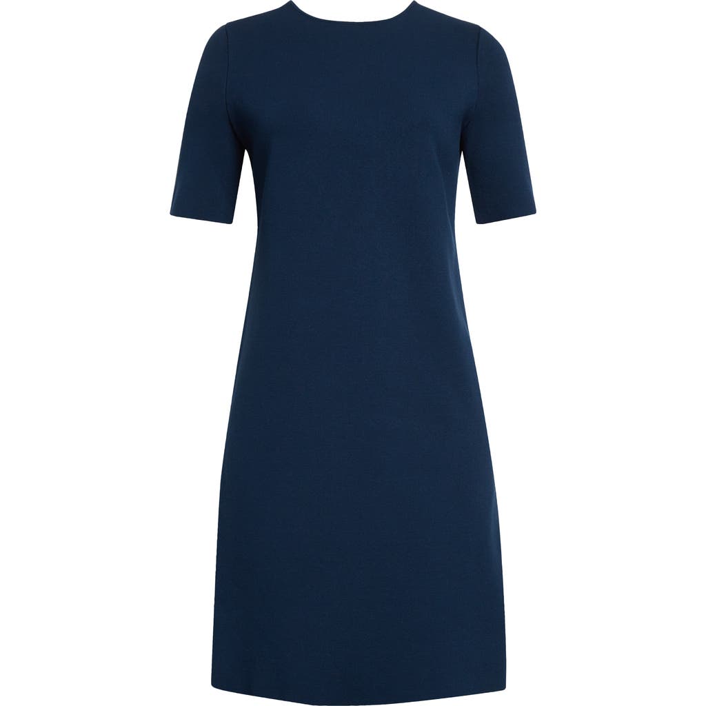 Lafayette 148 Short-sleeve Knit Dress In Lido Blue