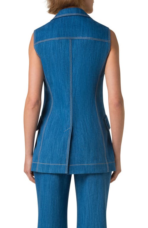Akris Punto Washed Cotton Denim Single Breasted Vest In Sky