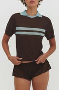 Find Me Now Placed Stripe Polo Sweater
