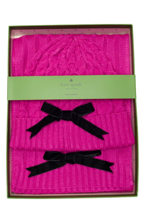 Kate Spade New York Bow Beanie & Scarf Gift Box Set In Pink